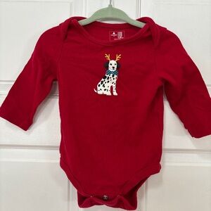 Red Kids One Piece with festive Dalmatian Puppy
